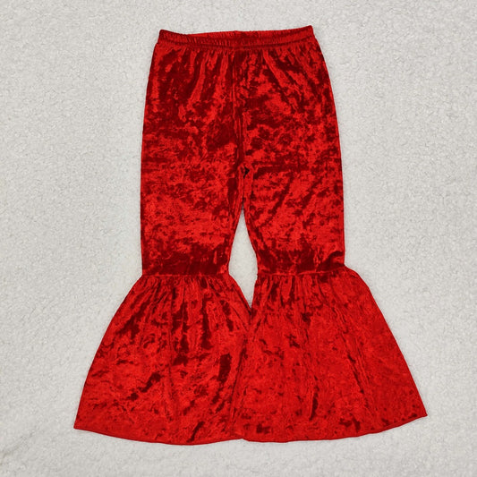 B3-11 Red Velvet Flared Trousers