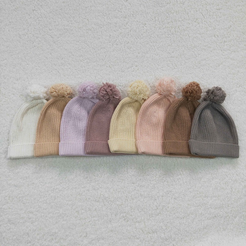 HA0002 Beige Fur Ball Hat