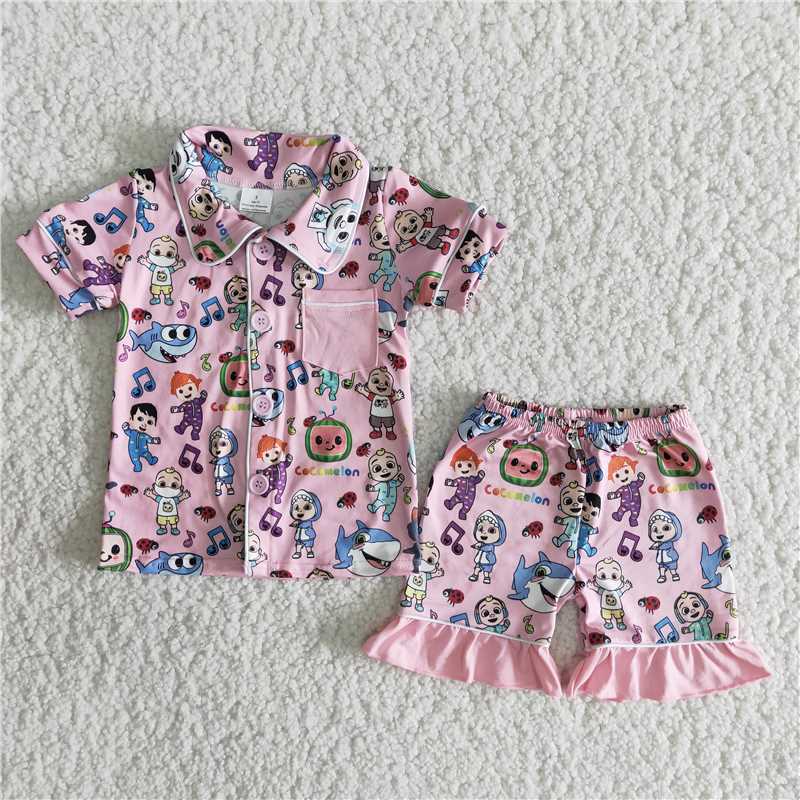 B4-14 Pink Girls Pajama Set