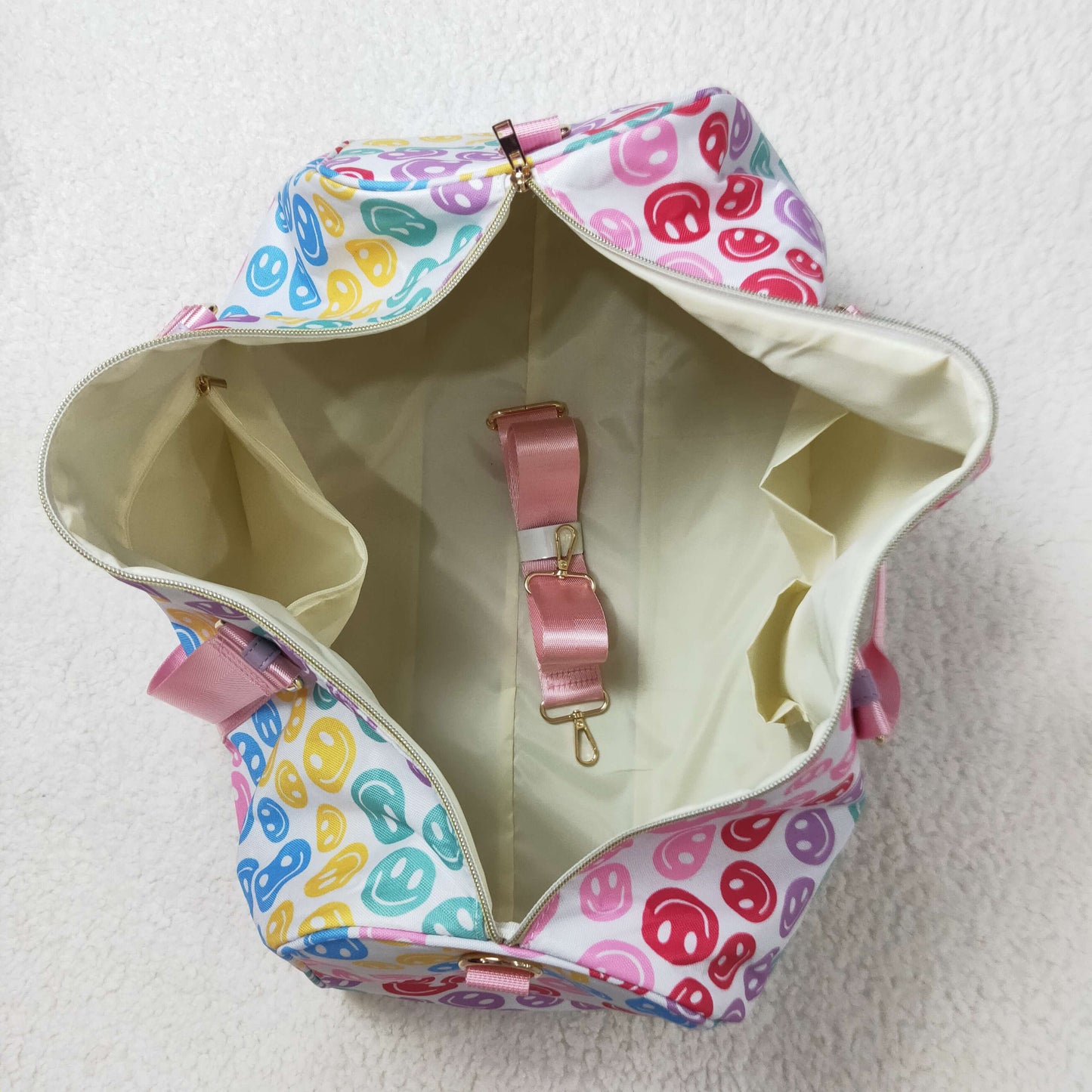 BA0068 Smile White Pink Gym Bag