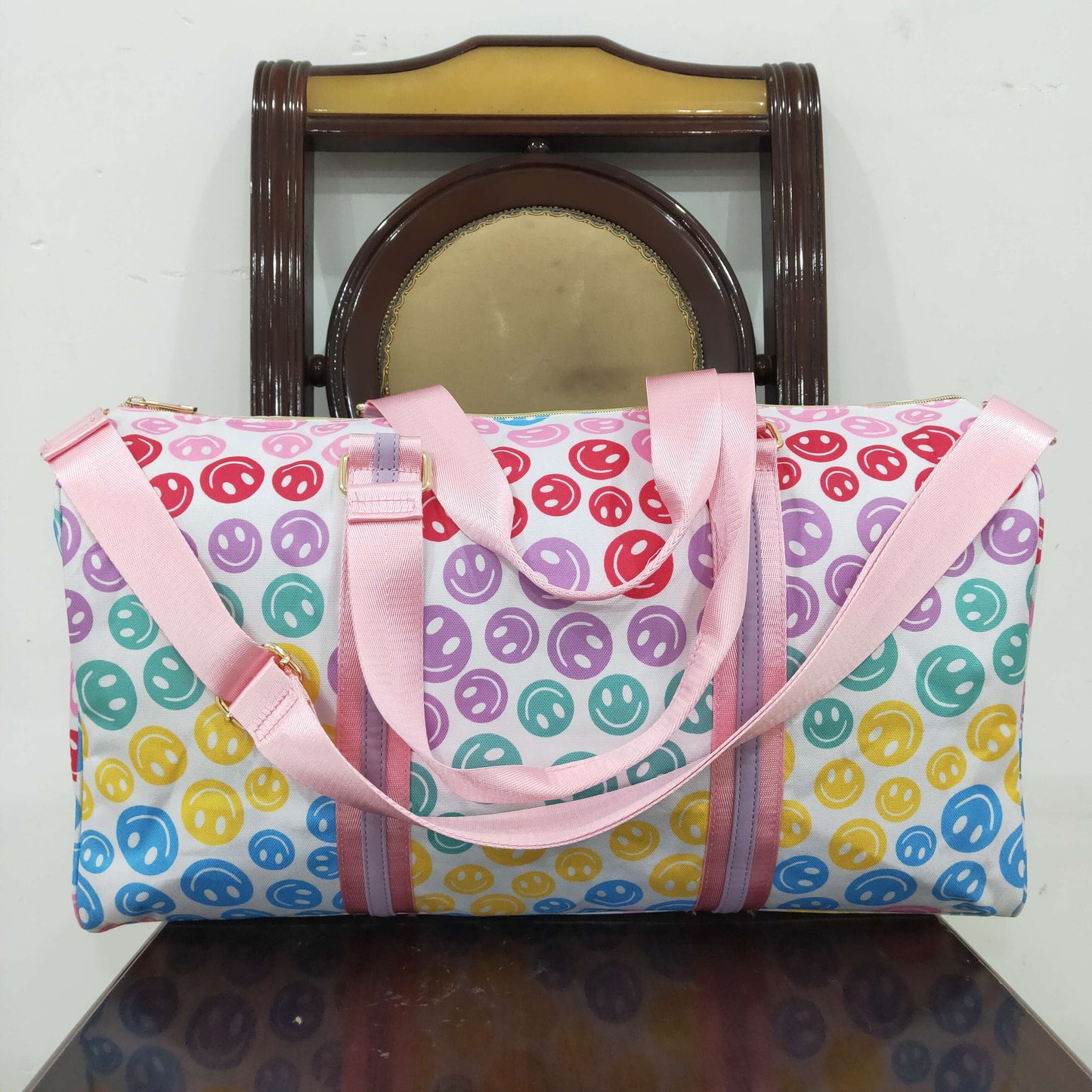 BA0068 Smile White Pink Gym Bag