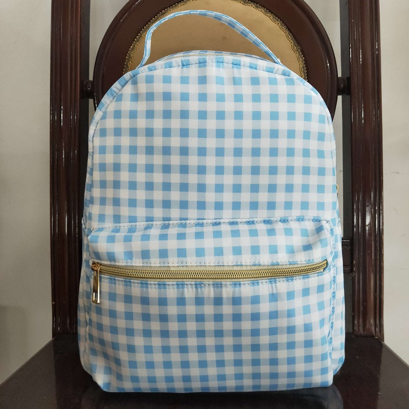 BA0087 Blue and white plaid backpack