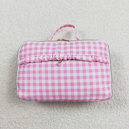 BA0088 Pink and white plaid lace lunch box bag