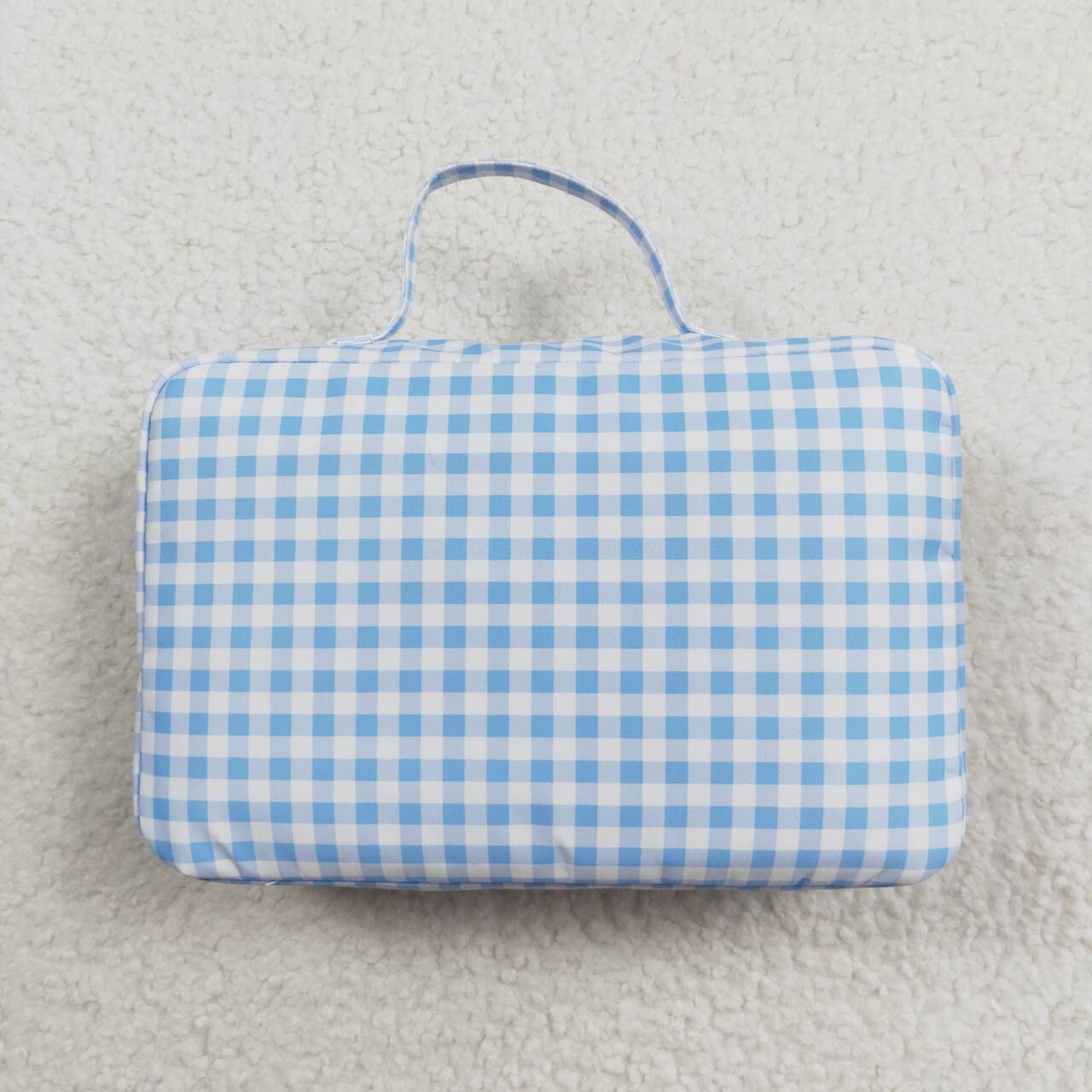 BA0089 Blue and white plaid lunch box bag