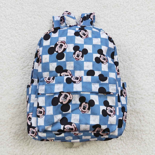 BA0091 Cartoon blue and beige plaid backpack