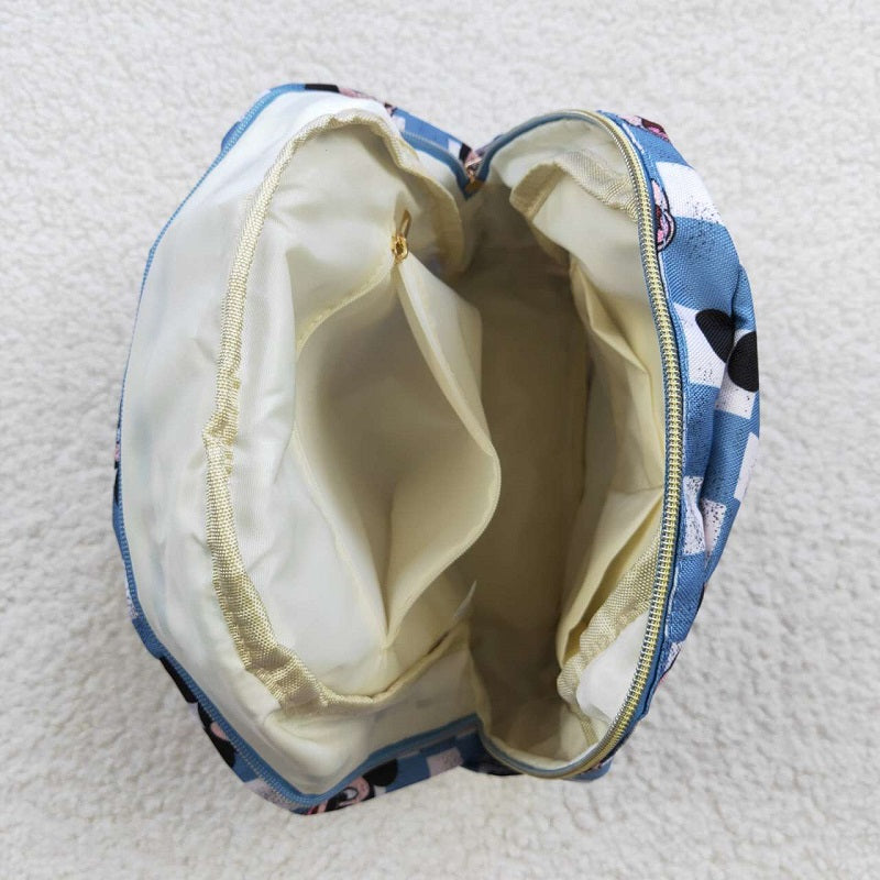 BA0091 Cartoon blue and beige plaid backpack