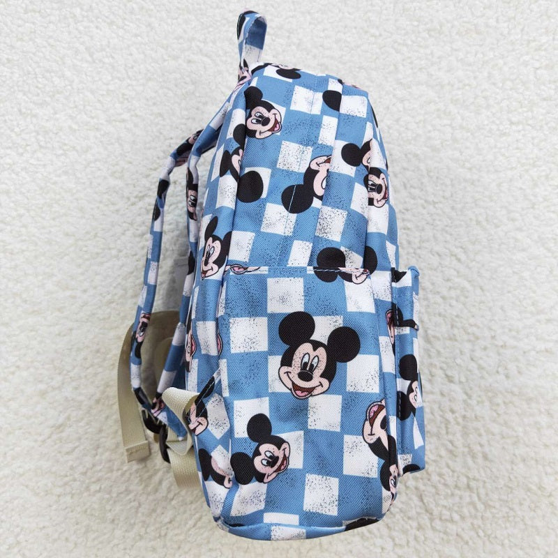 BA0091 Cartoon blue and beige plaid backpack