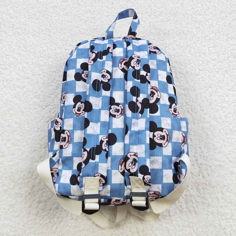 BA0091 Cartoon blue and beige plaid backpack