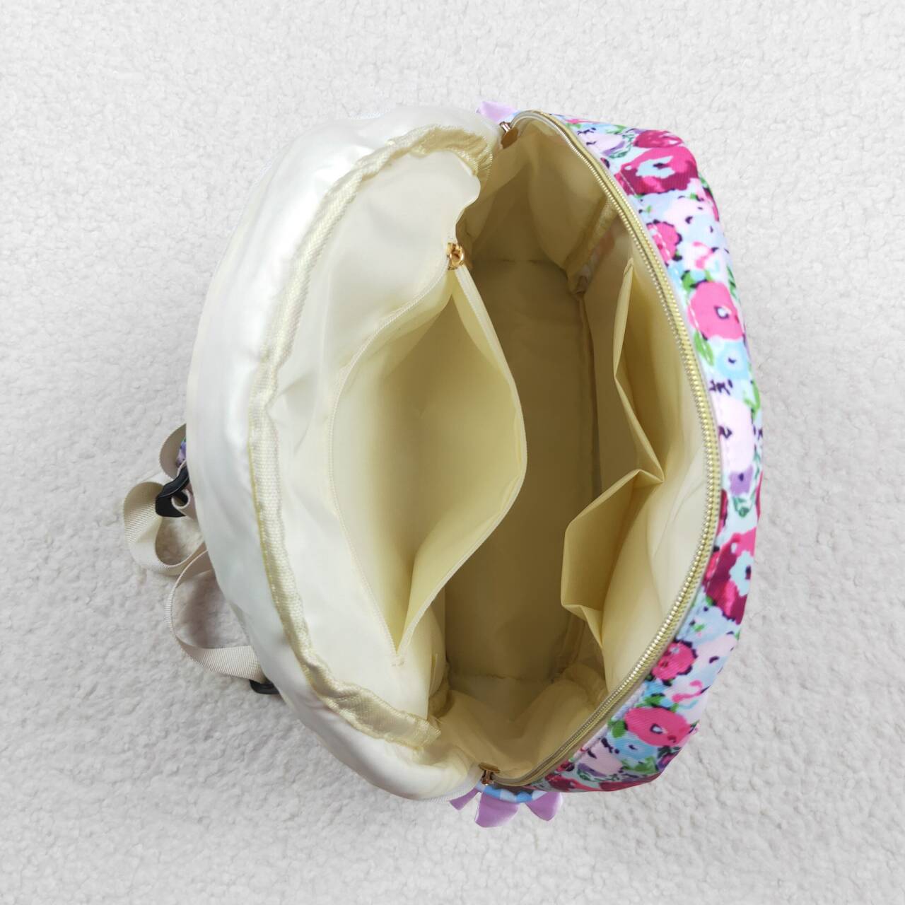 BA0099 Blue and purple flower lace plaid backpack