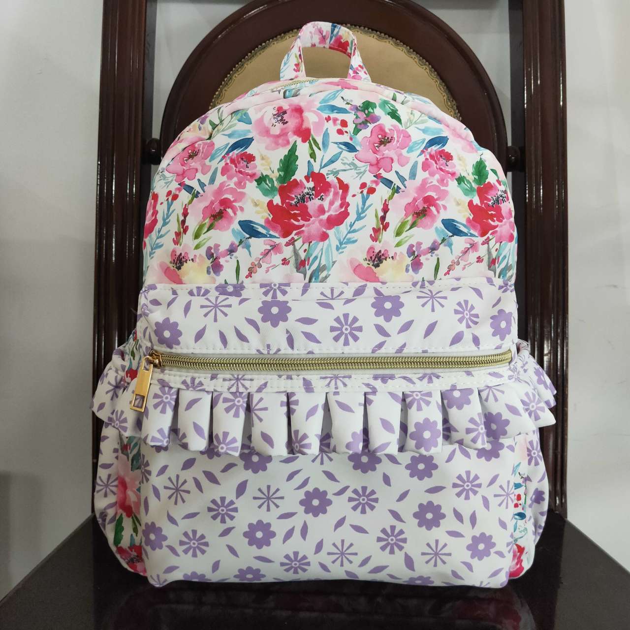 BA0101 Flower Purple Floral Backpack