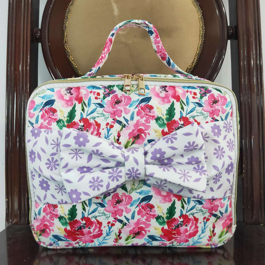 BA0102 Flower Purple Floral Bow Knot Meal Bag Lunch Box Bag