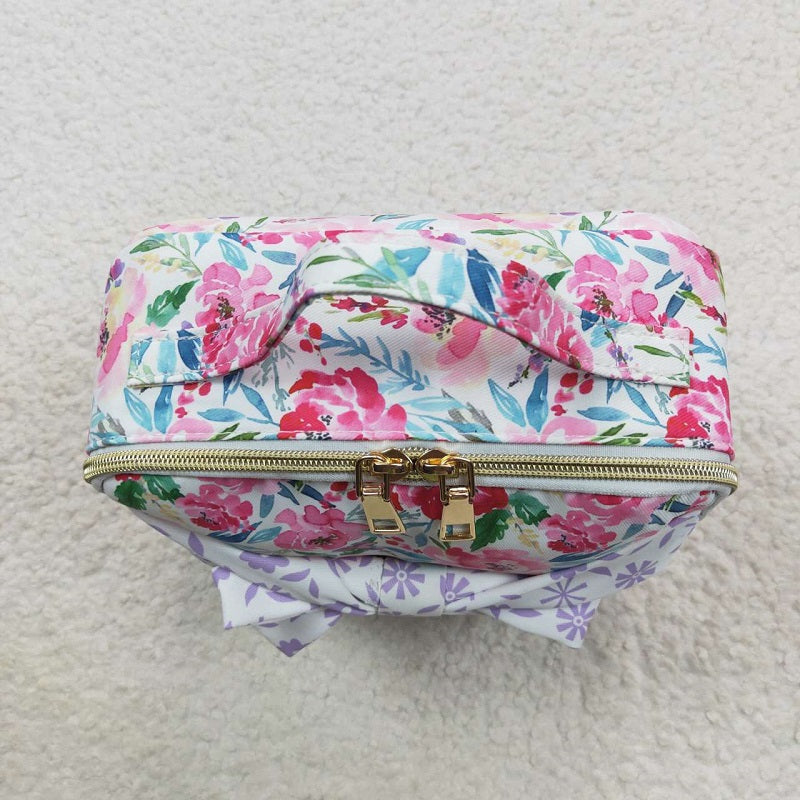 BA0102 Flower Purple Floral Bow Knot Meal Bag Lunch Box Bag