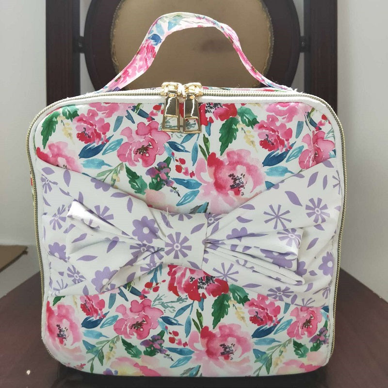 BA0102 Flower Purple Floral Bow Knot Meal Bag Lunch Box Bag