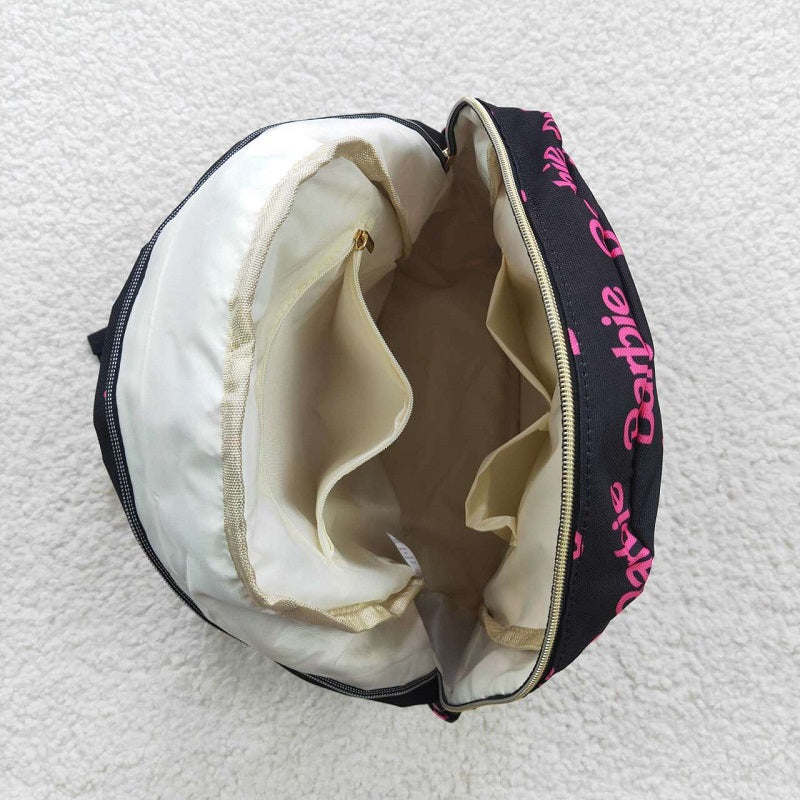 BA0137 Black Backpack with Pink Letters