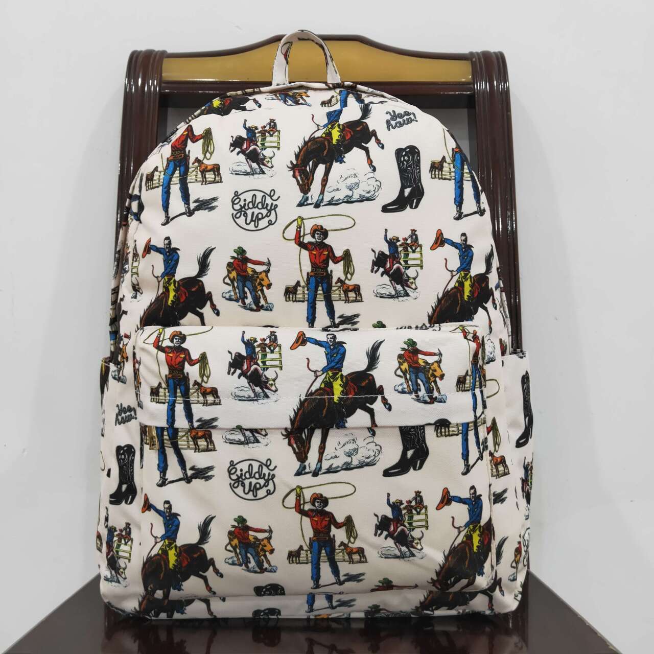 BA0142 Riding denim beige backpack