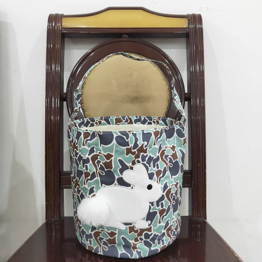 BA0157 Embroidered rabbit camo bucket bag