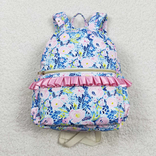 BA0175 Flower rose pink lace blue backpack