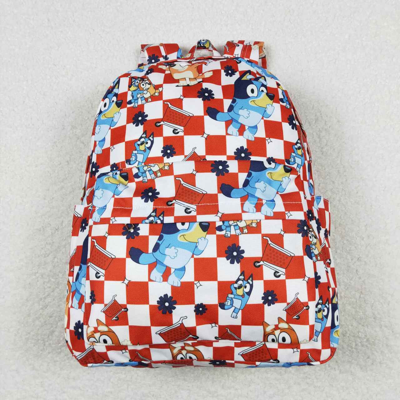 BA0179 Red and white plaid backpack