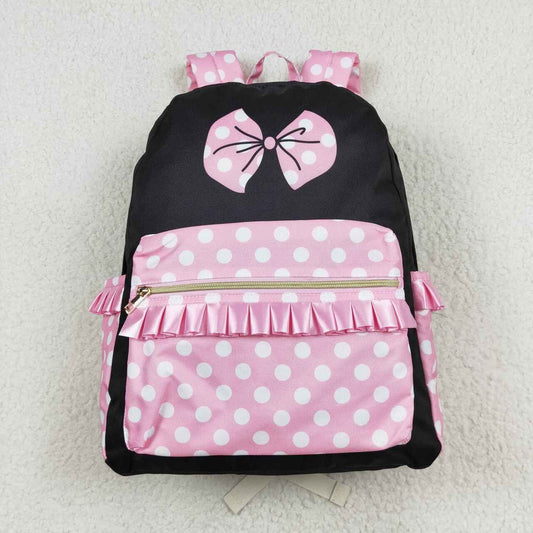 BA0183 Cartoon polka dot pink and black backpack