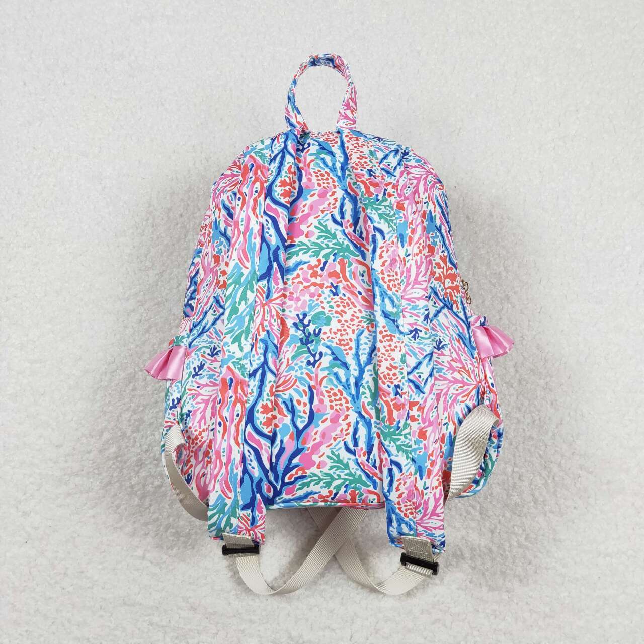 BA0185 Seagrass Pattern Rose Red Lace Backpack