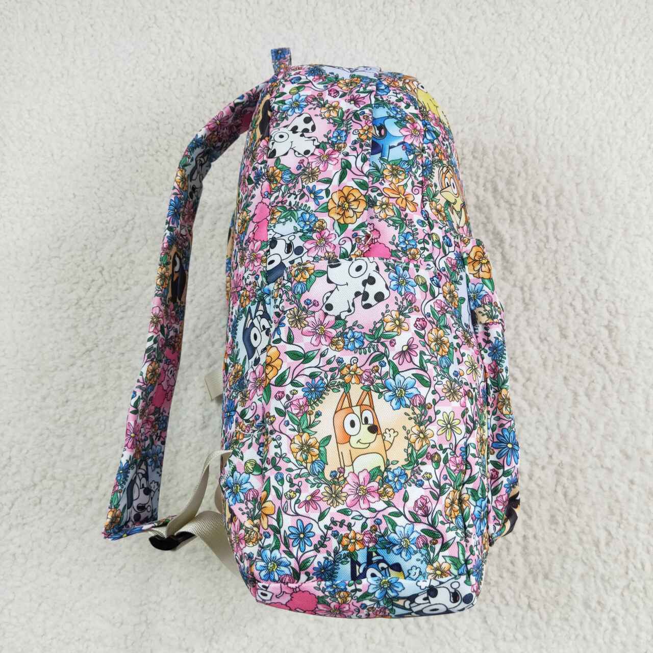 BA0188 Baby Girls Dogs Flowers Backpack Back Bags