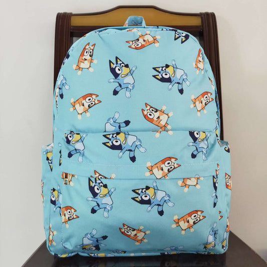 BA0195 Baby Girls Dogs Blue Zip Backpack Back Bags