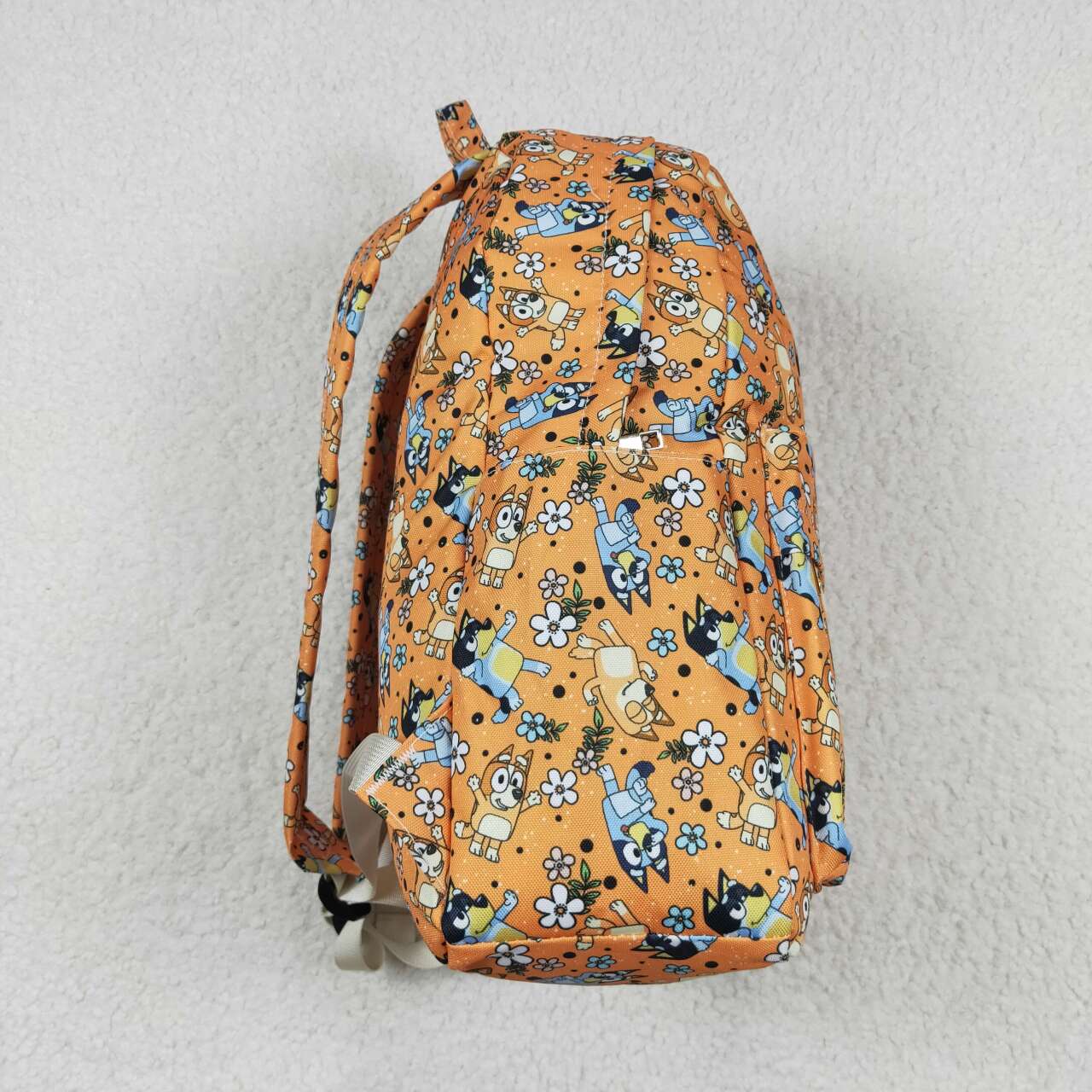 BA0213 Baby Kids Girls Dog Orange Flowers Backpack Zip Back Bags