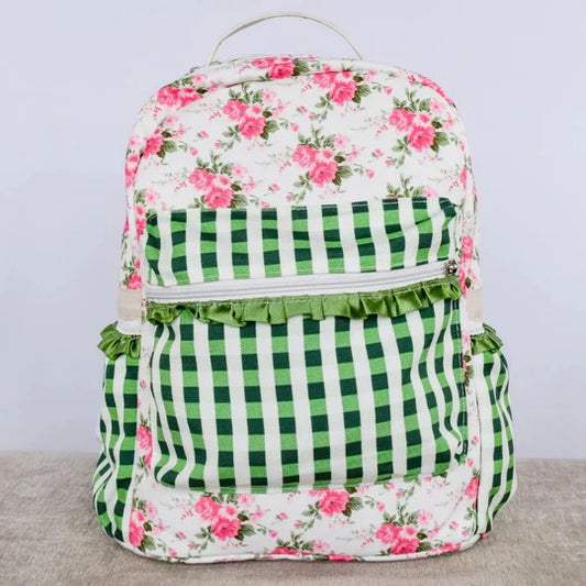 presale BA0218 Floral Green Plaid Backpack
