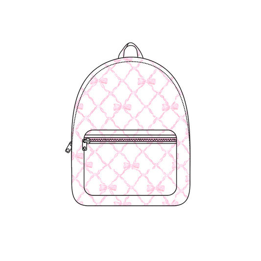 presale BA0225 Pink and white backpack with bow pattern