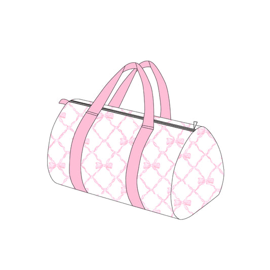 presale BA0226 Pink and white gym bag with bow pattern