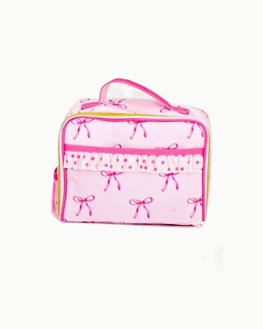 presale BA0234 Pink lunch box bag with bow pattern