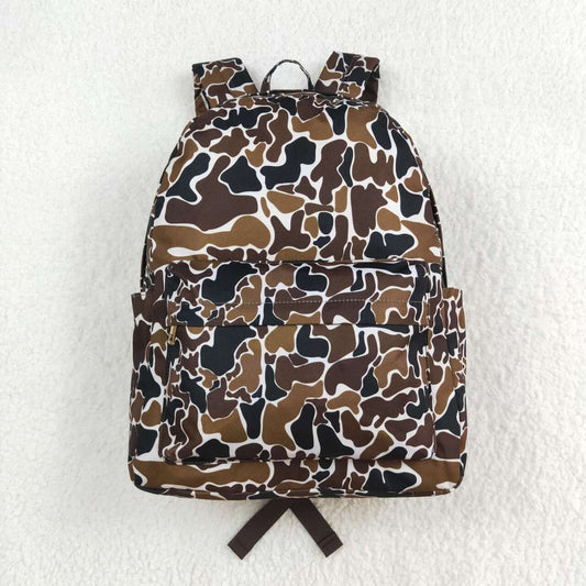 BA0236 Baby Kids Boys Brown Camo Backpack Zip Back Bags