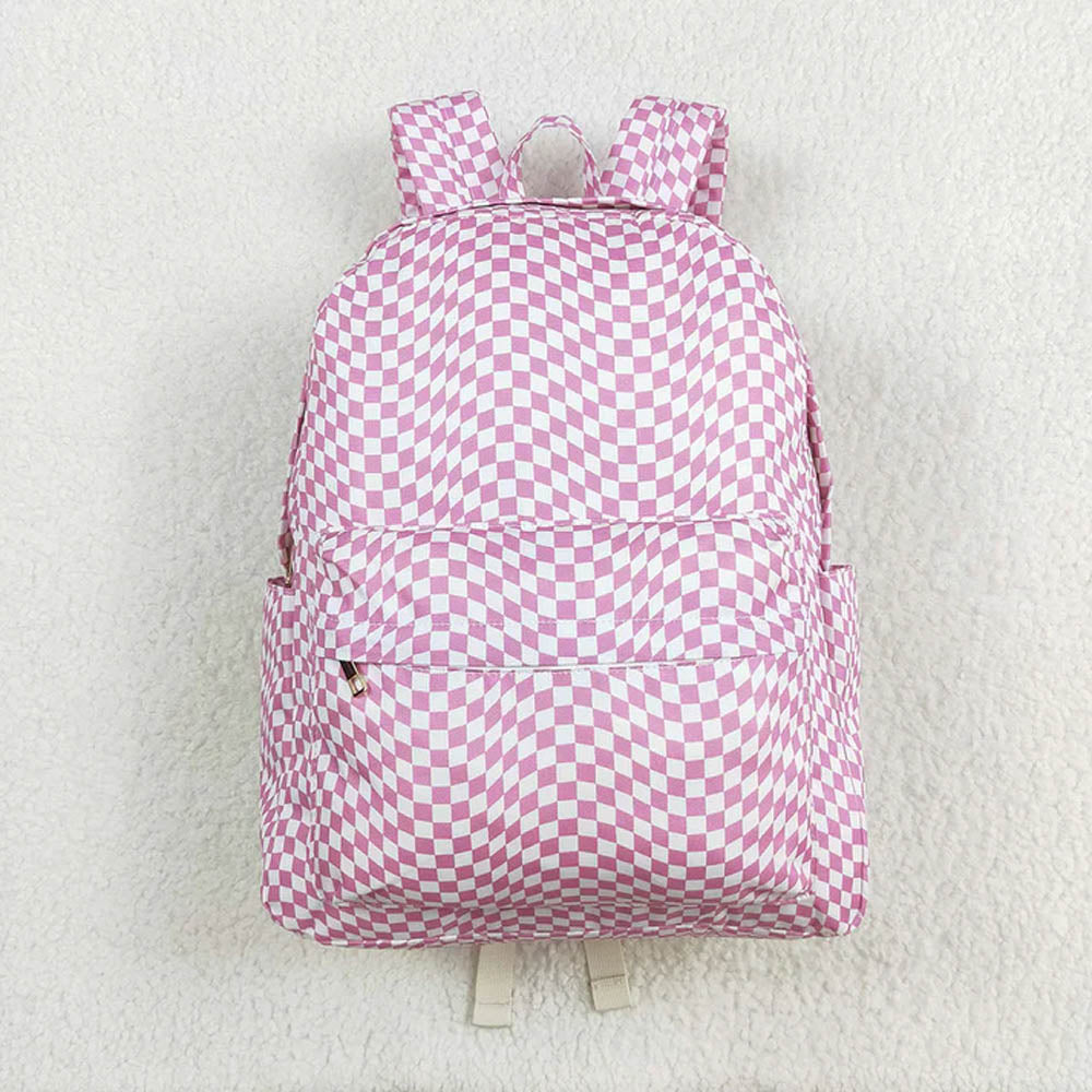 Sibling Baby Girls Pink Leopard Bows Plaid Back Bags D 7.8