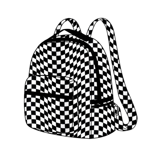 presale BA0246 Black and white irregular plaid backpack