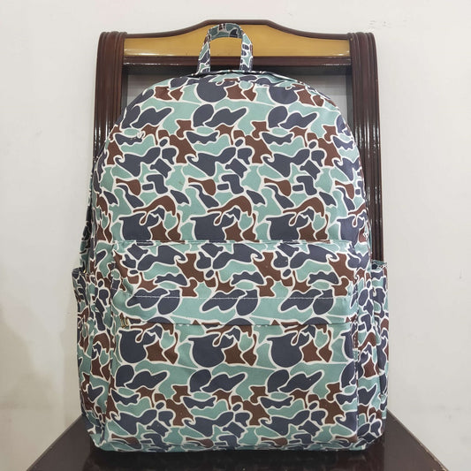 BA0261 Baby Kids Boys Green Hunting Camo Backpack Zip Back Bags