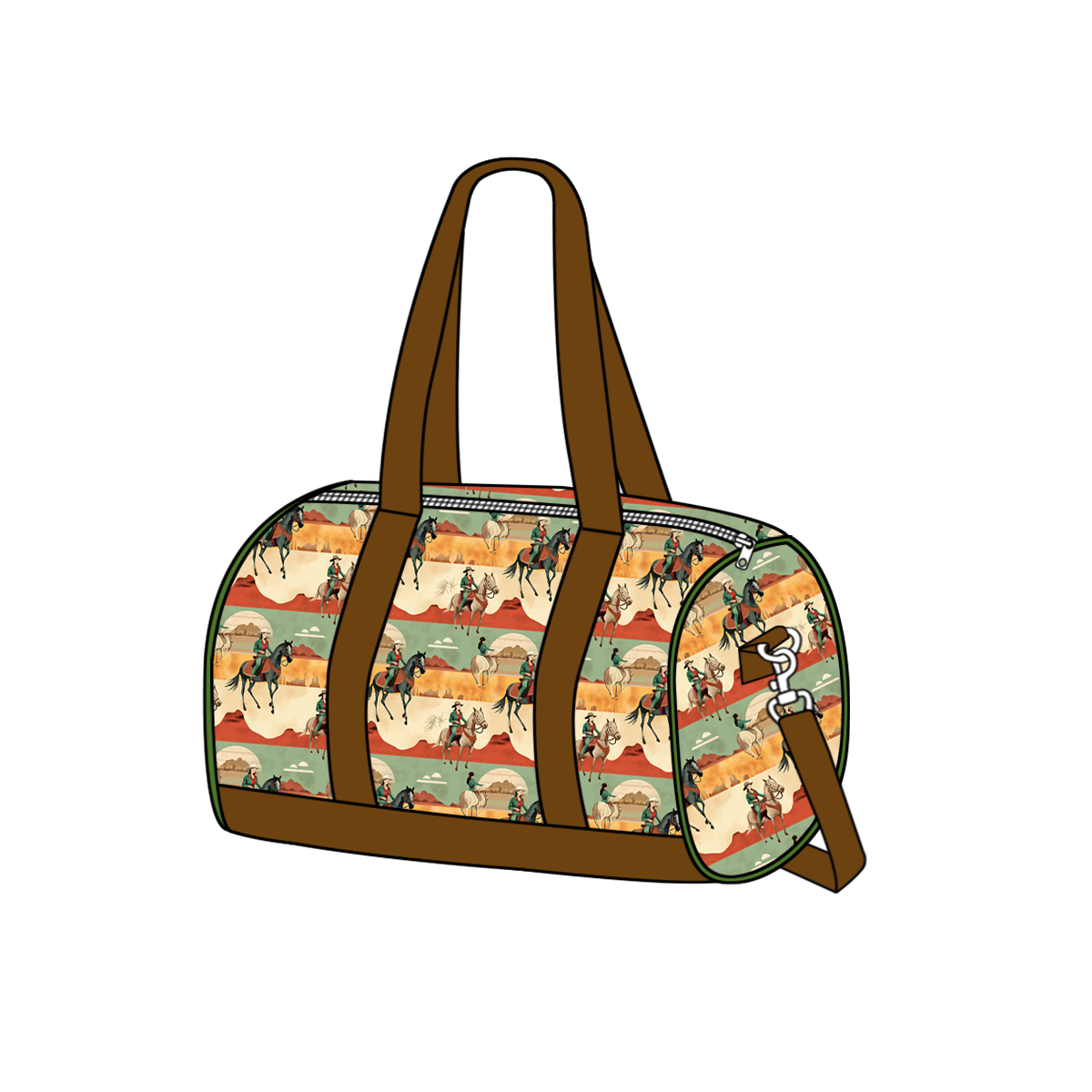 BA0265 Horseback Riding Desert Rice Green Gym Bag  D 3.17
