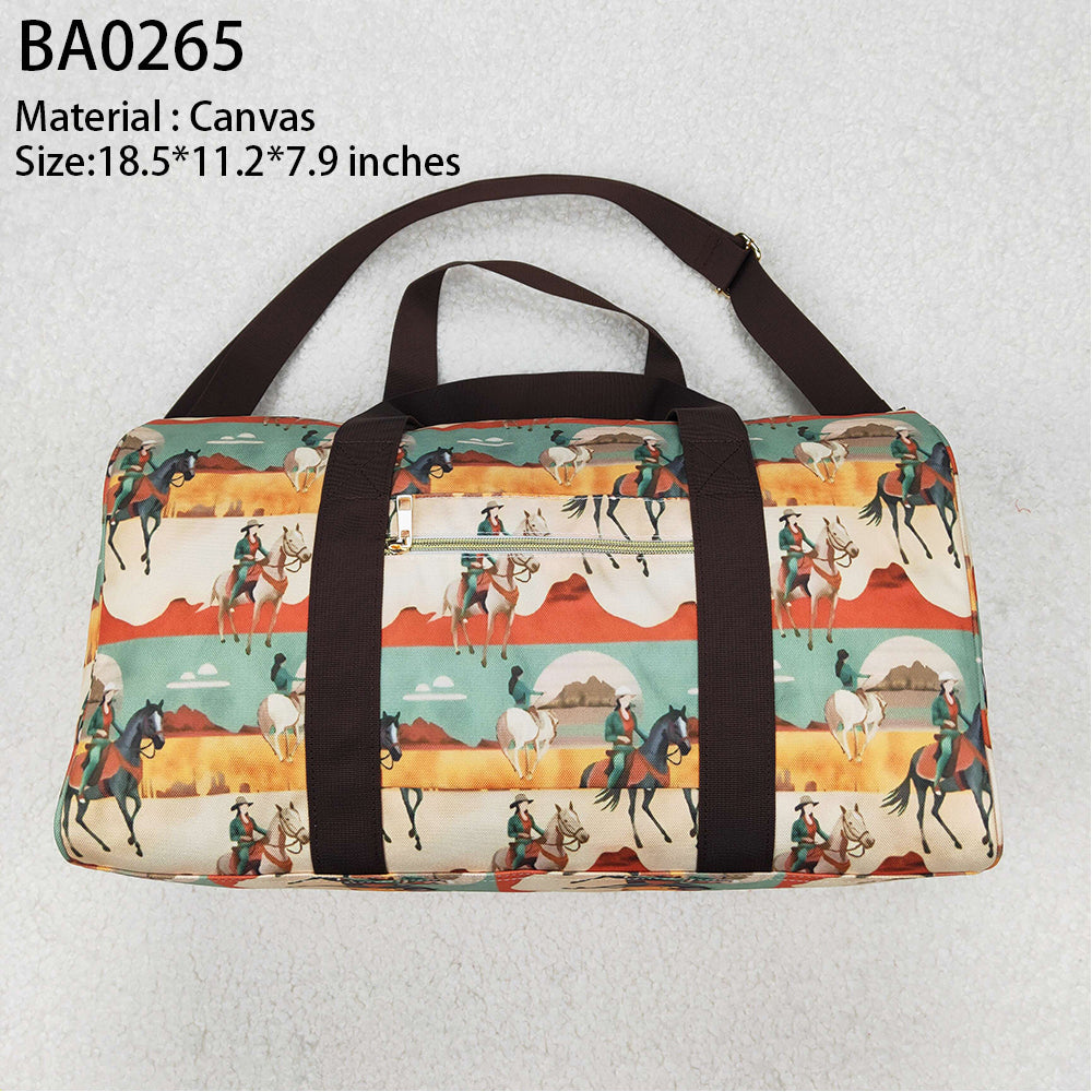BA0265 Horseback Riding Desert Rice Green Gym Bag  D 3.17