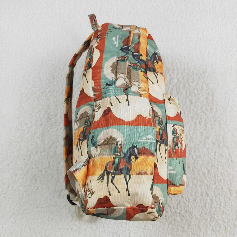 BA0266 Horseback riding desert beige green backpack