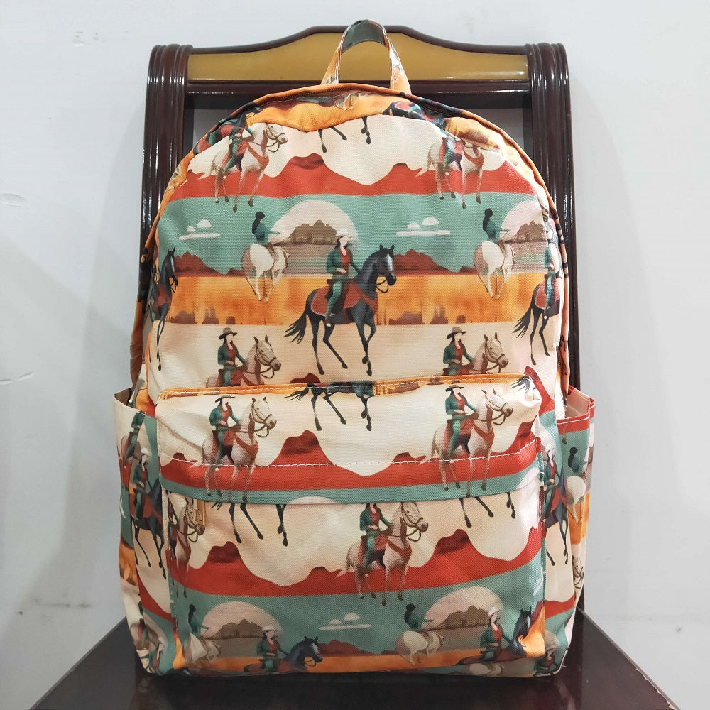 BA0266 Horseback riding desert beige green backpack