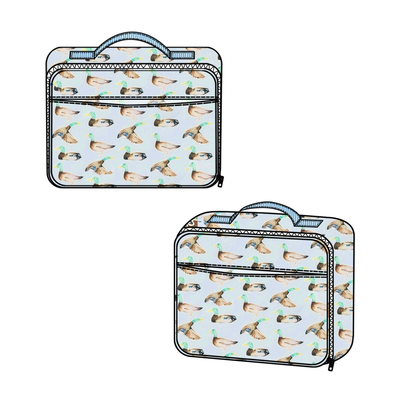 BA0276  Duck Blue Striped Meal Bag Lunch Box Bag  D 5.6