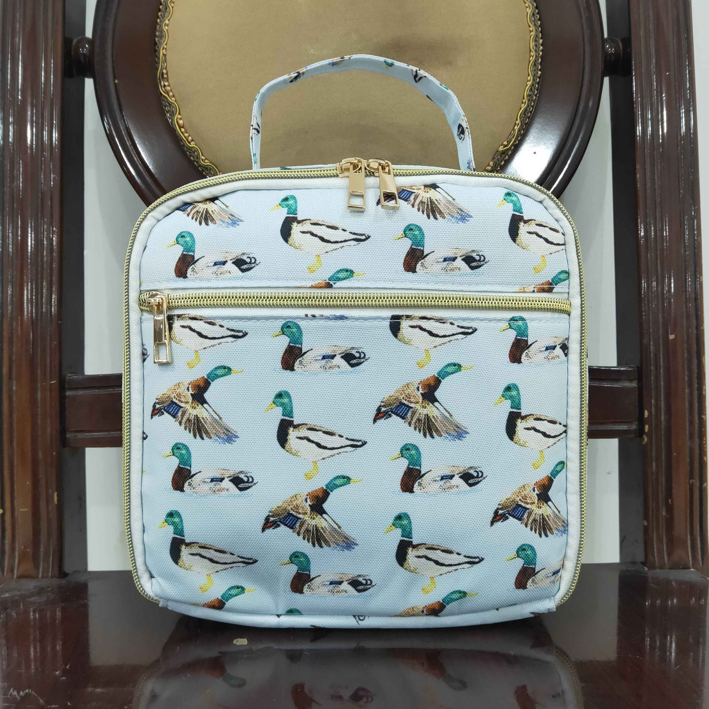 BA0276  Duck Blue Striped Meal Bag Lunch Box Bag  D 5.6