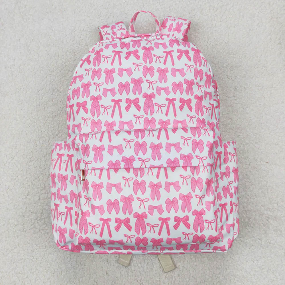 Sibling Baby Girls Pink Leopard Bows Plaid Back Bags D 7.8