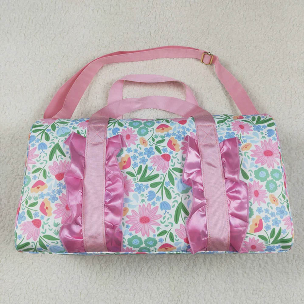 Sibling Ruffle Floral Print Gym Duffle Bags D 7.8