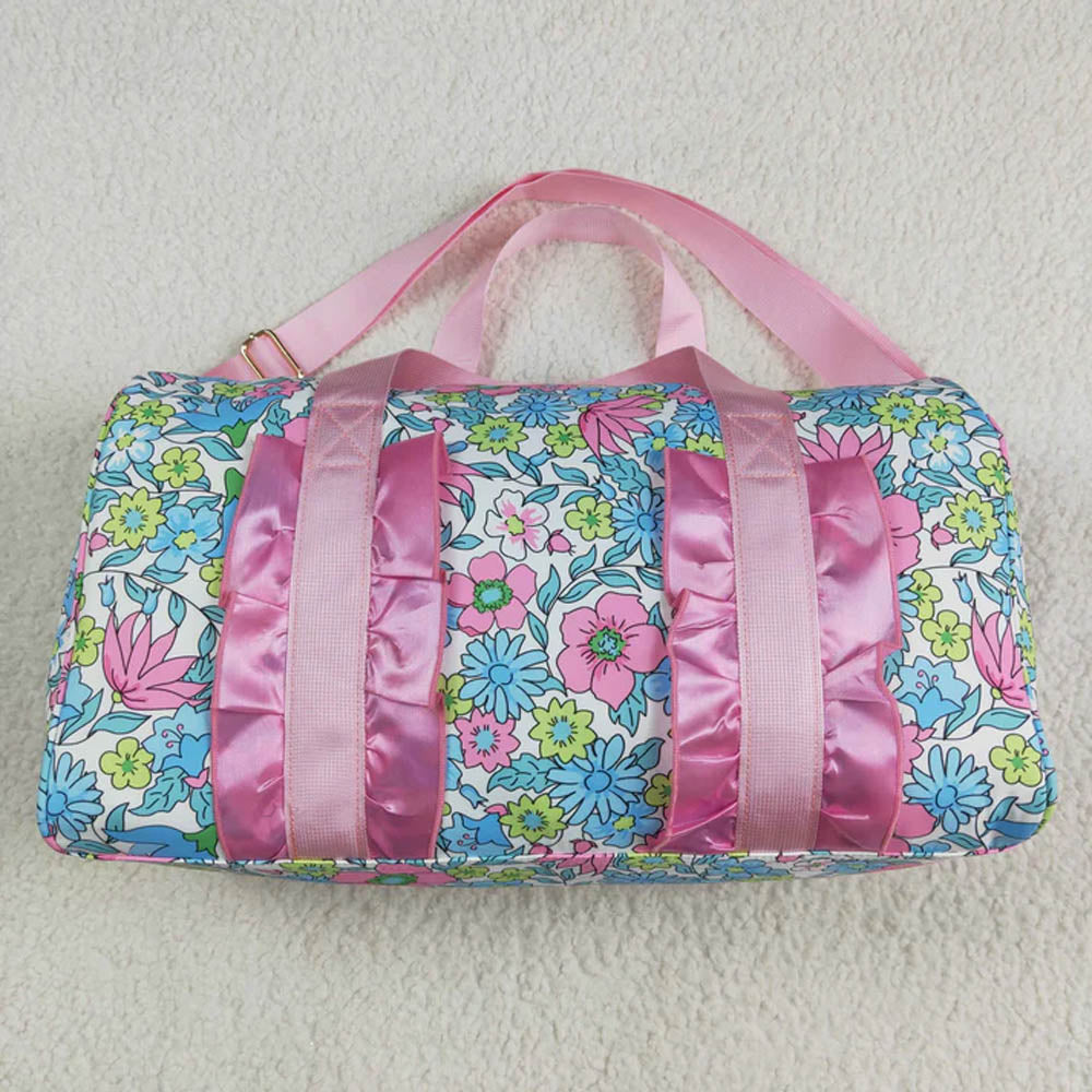 Sibling Ruffle Floral Print Gym Duffle Bags D 7.8