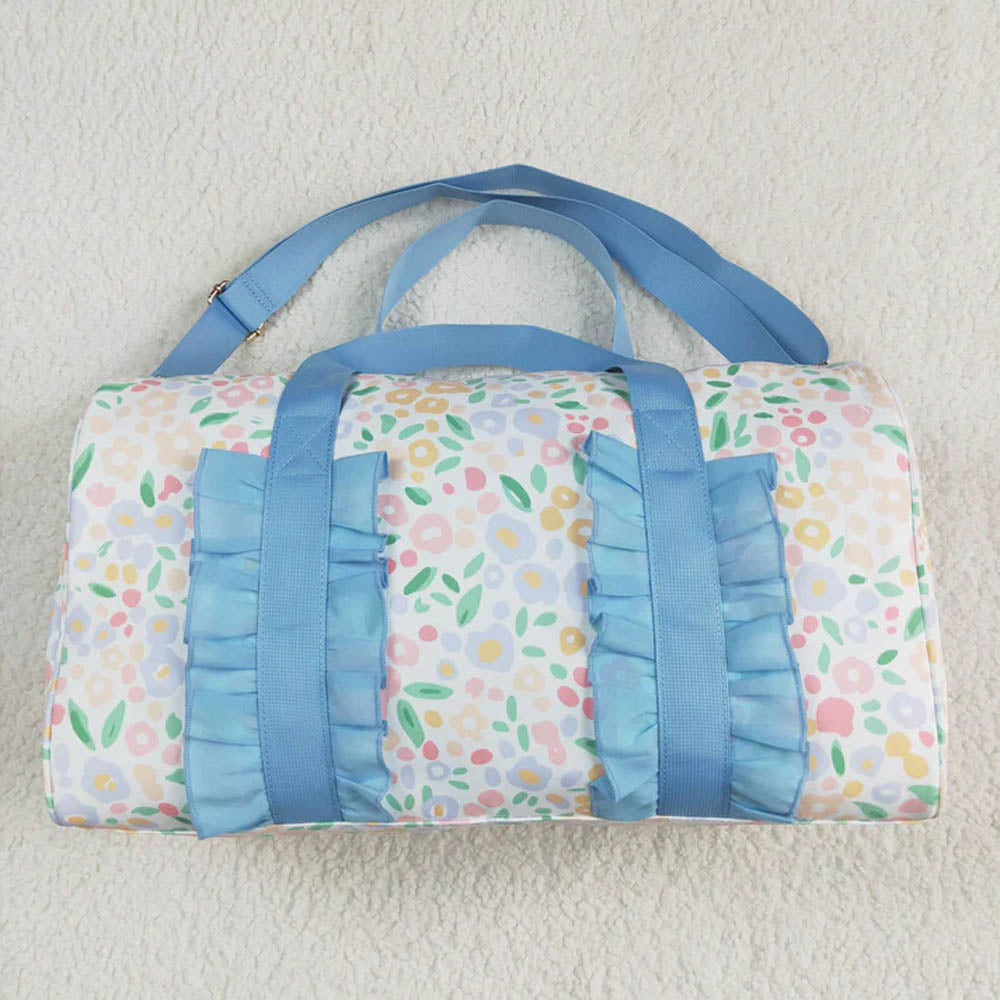Sibling Ruffle Floral Print Gym Duffle Bags D 7.8