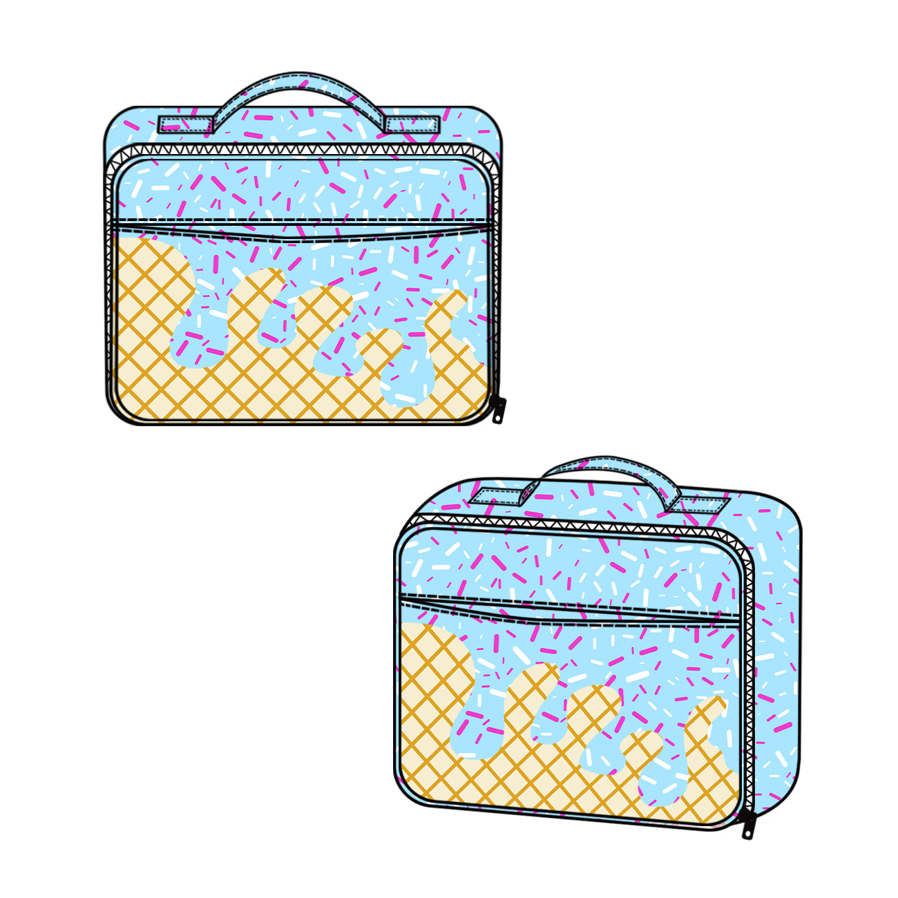 BA0296   Team fireworks plaid blue lunch box bag  D 5.6