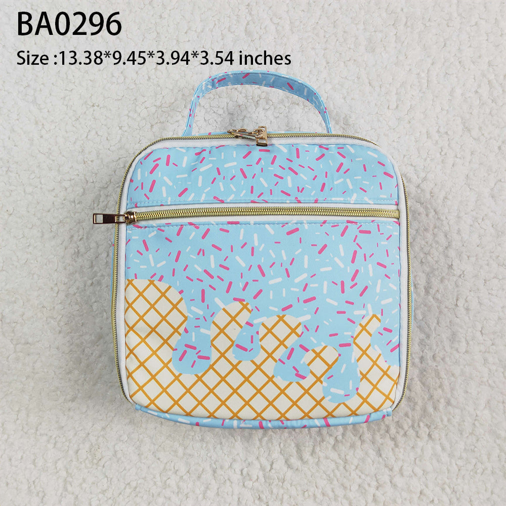 BA0296   Team fireworks plaid blue lunch box bag  D 5.6