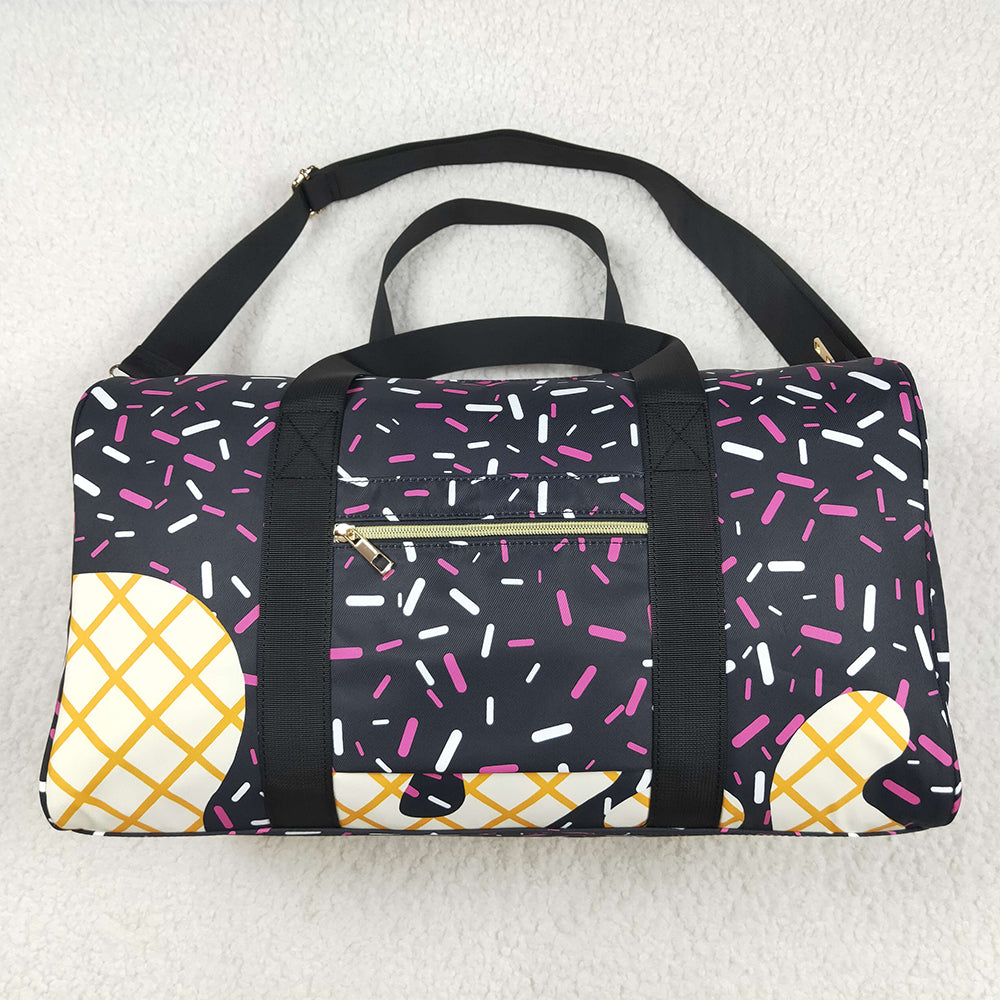 BA0303 Black Ice Cream Drip Zipper Gym Bag
