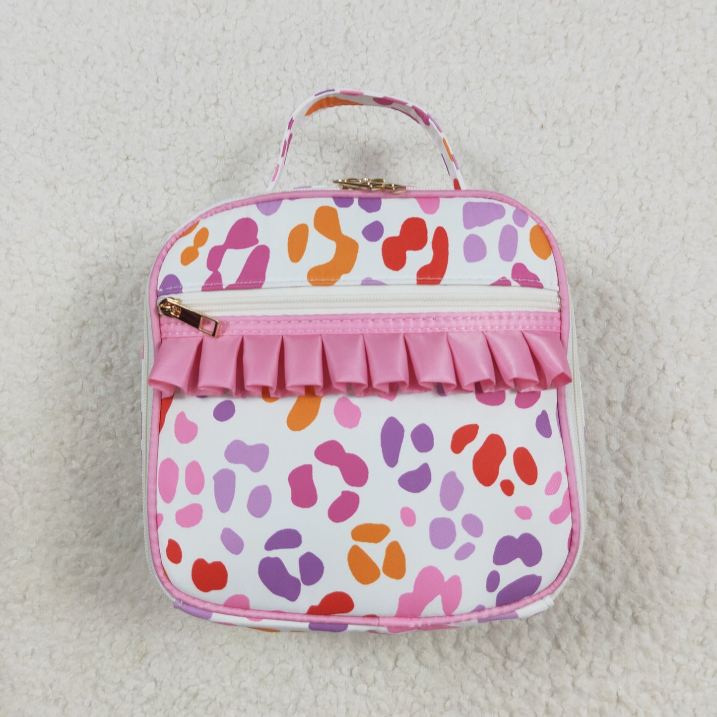 BA0309 Baby Girls Pink Leopard Ruffle School Bags Lunch Boxes  D 8.2