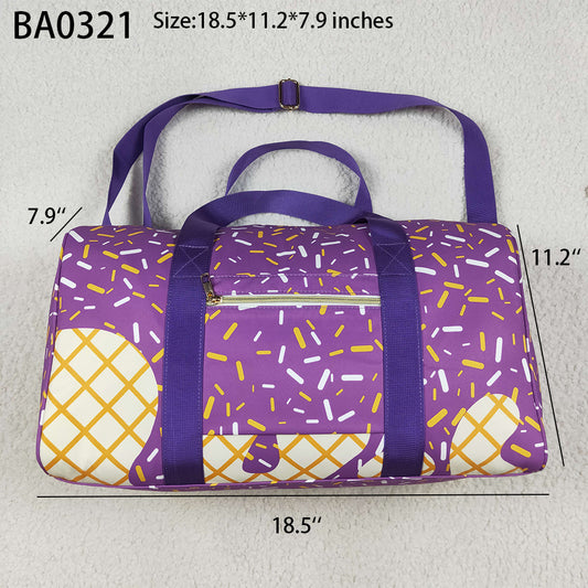 BA0321 Purple Ice Cream Drip Zipper Gym Bags D 6.24